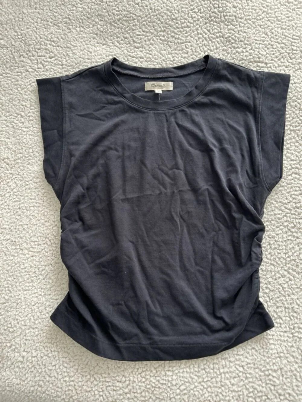 Madewell Sleeveless Side Cinched Sutro Casual Luxe Muscle Tank Black Size XS - Picture 3 of 8